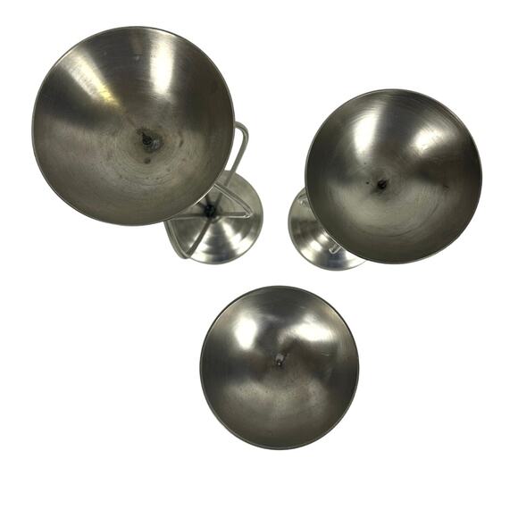 Elegant Expressions Trio of Metal Pewter Finish Modern Candlesticks-Set of 3 - Picture 2 of 4